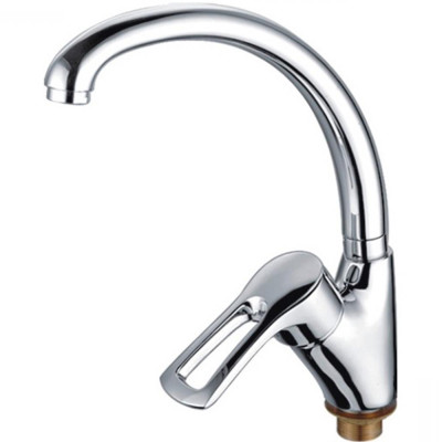 Смеситель для кухни однорыч. 40мм гайка излив высокий Латунь Хром Ledeme L5925