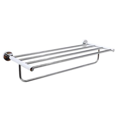 Полка металлическая с держателем для полотенец 12,5*25*60см хром BZ-KD13 (10) Baizheng