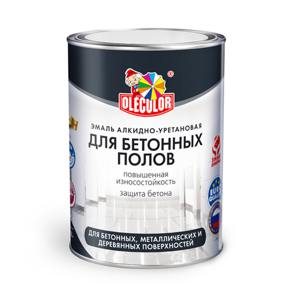 Эмаль для бетонных полов акриловая OLECOLOR красно-коричневая 0,8кг