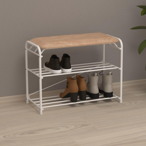 Подставка металлическая для обуви 3-х ярусная 65*30*48 см сиденье белый Альфа 23 ЗМИ