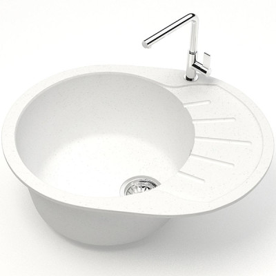 Мойка кухонная гранитная 010 бел.лед (овал) 575*440*215мм Мойка кухонная гранитная 010 бел.лед (овал) 575*440*215мм