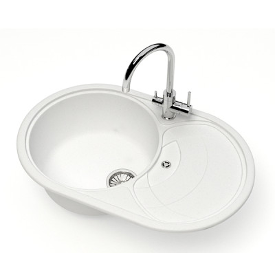 Мойка кухонная гранитная 033 бел.лед (прямоуг) 775*495*212мм