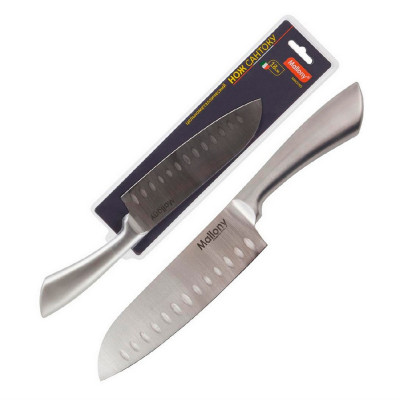 Нож нерж сталь лезвие 18 см 2,5 мм сантоку цельнометалл сталь ручка блистер Maestro Mallony