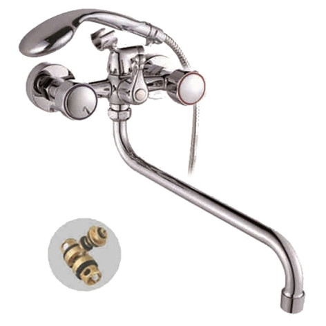 Смеситель для ванны двухвентильный DIKALAN D6500-S80 Хром Излив 35см