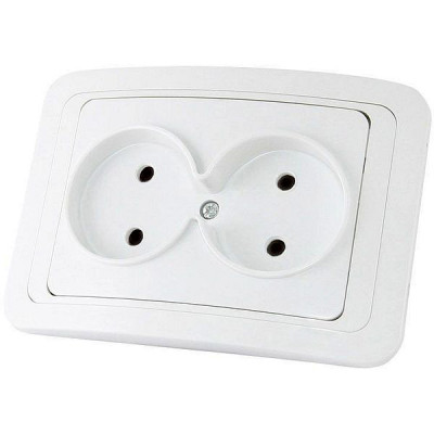 Розетка двойная 2П 10А белая Розетка двойная 2П 10А белая