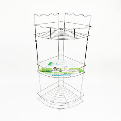 Полка металлическая для ванной 3-х ярусная угловая 21*21*56 см хром Волна Baizheng Полка металлическая для ванной 3-х ярусная угловая 21*21*56 см хром Волна Baizheng