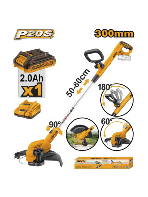 Триммер аккумуляторный Li-ion 20.0B, 1 АКБ 2Ah, З/У INGCO CGTLI203285