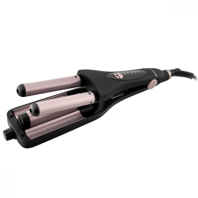 Плойка тройная для завивки волос 80 Вт волнистые локоны черно-розовый Brayer