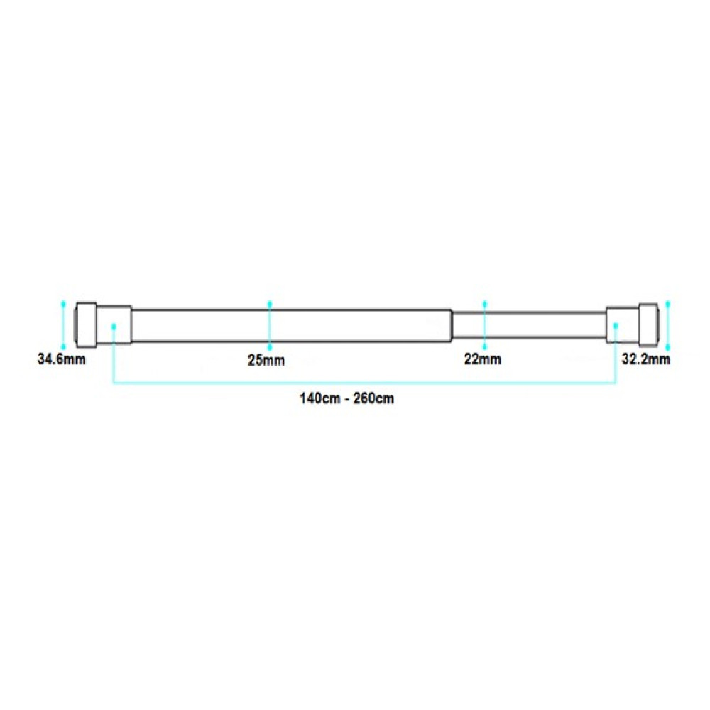 Карниз для ванной 140-260см алюминий белый Dikalan