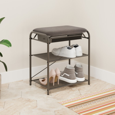 Подставка металлическая для обуви 3-х ярусная 45*30*50 см сид ящик графит Гранада 13В_НБК ЗМИ Подставка металлическая для обуви 3-х ярусная 45*30*50 см сид ящик графит Гранада 13В_НБК ЗМИ