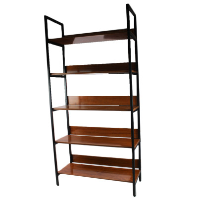 Этажерка металлическая 5-и ярусная 60*25*137,5 см деревянные полки черный Baizheng