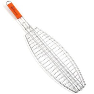 Решетка гриль стальная 65*15 см для барбекю овальная деревянная ручка BZ-TLS9 Baizheng