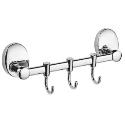 Крючки хром на планке 3шт двигающийся настенный Accoona (20) A11091-3