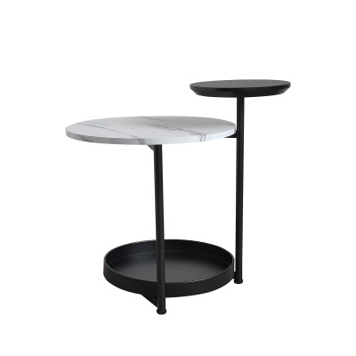 Стол МДФ журнальный 58*45*56 см 3-х ярусный рама металл черный мрамор белый Baizheng Стол МДФ журнальный 58*45*56 см 3-х ярусный рама металл черный мрамор белый Baizheng