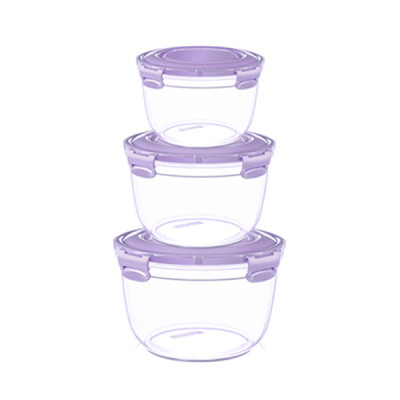 Набор пластиковых контейнеров 3 шт воздухонепроницаемых глубоких круглых Ddstyle