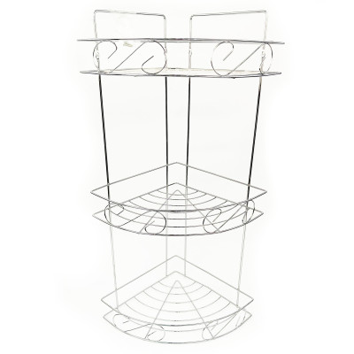 Полка металлическая для ванной 3-х ярусная 22*22*56 см угловая стальной LJ-2 Baizheng