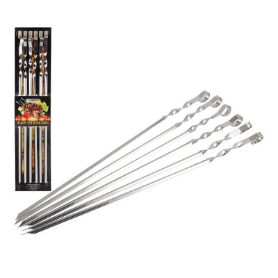 Набор шампуров 6 шт 450*10*0,8 мм с витком на подложке НШП55/1 Лесниково Набор шампуров 6 шт 450*10*0,8 мм с витком на подложке НШП55/1 Лесниково