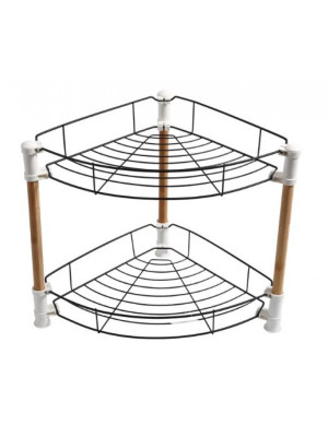 Этажерка металлическая 2-х ярусная угловая 38.5*27.5*32 см черный Baizheng