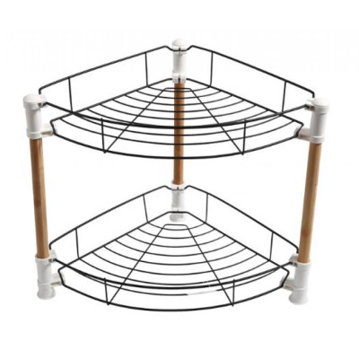 Этажерка металлическая 2-х ярусная угловая 38.5*27.5*32 см черный Baizheng