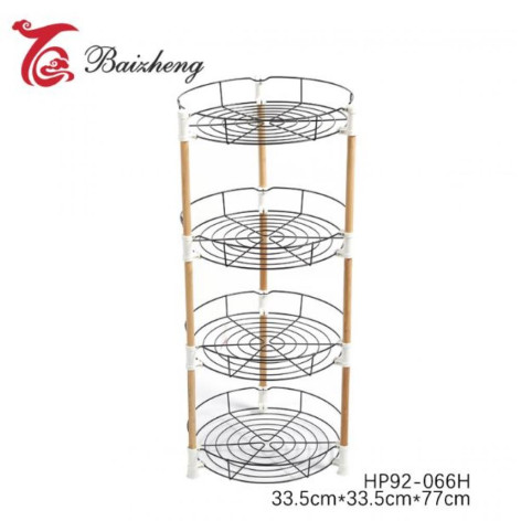 Этажерка металлическая 4-х ярусная 33.5*33.5*77 см круглая черный Baizheng