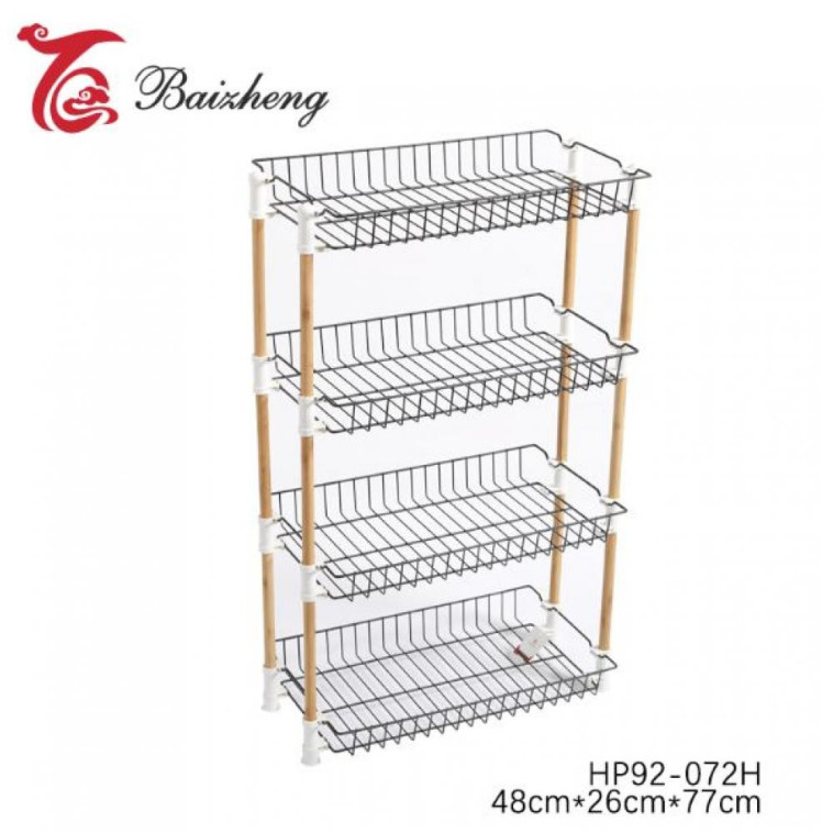 Этажерка металлическая 4-х ярусная 48*26*77 см черный Baizheng