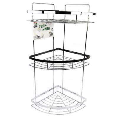 Полка металлическая для ванной 3-х ярусная 24,5*24,5*59 см угловая стальной LJ-2 Baizheng Полка металлическая для ванной 3-х ярусная 24,5*24,5*59 см угловая стальной LJ-2 Baizheng