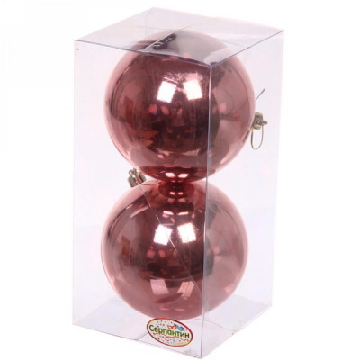 Набор пластиковых шаров d-10 см 2 шт золото Глянец Серпантин