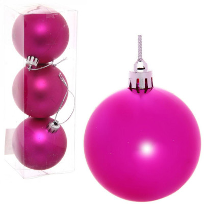 Набор пластиковых шаров d-6 см 3 шт розовый Матовый Серпантин