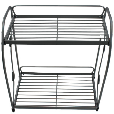 Полка металлическая для ванной 2-х ярусная 30*17*36,5 см серебряный Листочки Baizheng