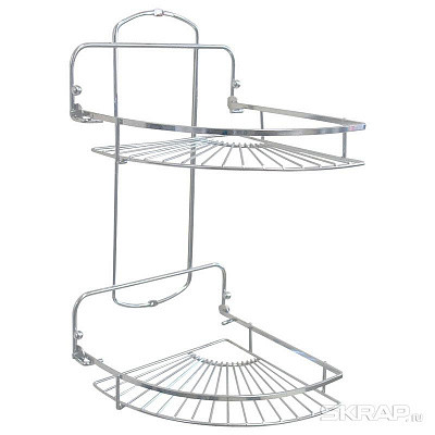 Полка металлическая для ванной 2-х ярусная 20*20*37 см угловая Рыжий Кот