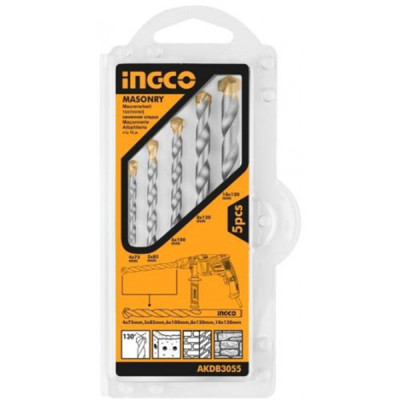 Набор сверл по камню 4*75мм, 5*85мм, 6*100мм, 8*120мм, 10*120мм INGCO