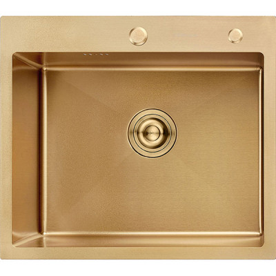 Мойка кухонная врезная нерж. стали 600х500*220*3мм, Золотой Сатин (чаша 55*40*22см) Aflorn