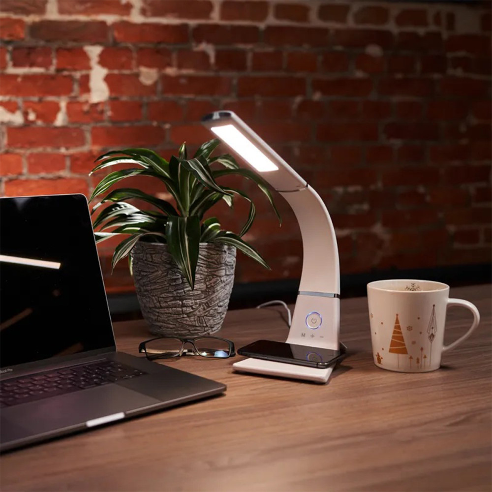 Светильник настольный Cloud LED 2700-6500К, встроенная беспроводная и проводная USB-зарядка устройст