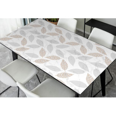 Клеенка силиконовая 1,0*20 м серо-бежевые листья на белом Baizheng Клеенка силиконовая 1,0*20 м серо-бежевые листья на белом Baizheng