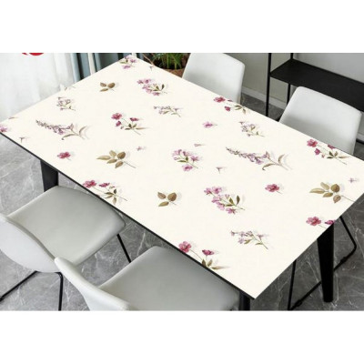 Клеенка силиконовая 1,0*20 м фиолетовые полевые цветы на молочном Baizheng Клеенка силиконовая 1,0*20 м фиолетовые полевые цветы на молочном Baizheng