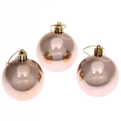 Набор пластиковых шаров d-6 см 3 шт шампань Глянец Серпантин