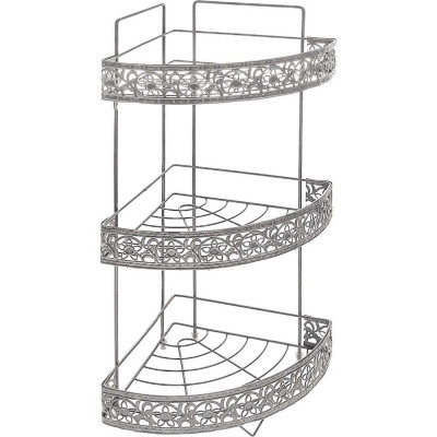 Полка металлическая для ванной 3-х ярусная угловая 56*22,5*22,5 см серебро Baizheng