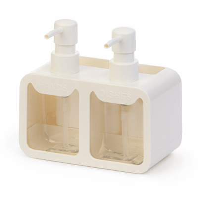 Дозатор пластиковый для моющего средства и жидкого мыла 0,34+0,34 л белый Альтернатива