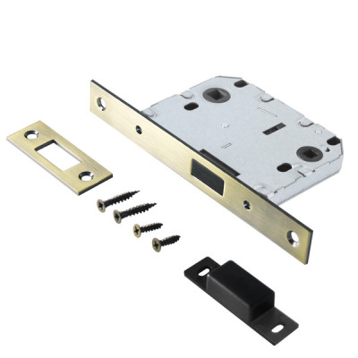 Защёлка-замок АРТ L7050-MS AB ст.бронза магнитная без ручек с фиксатором АЛЛЮР Защёлка-замок АРТ L7050-MS AB ст.бронза магнитная без ручек с фиксатором АЛЛЮР