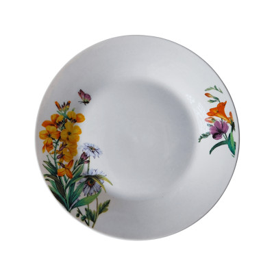 Тарелка фарфоровая десертная 19 см Луговые цветы Мфк