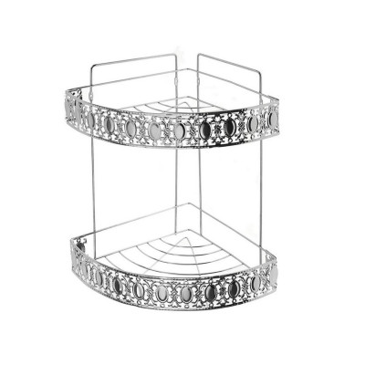 Полка металлическая для ванной 2-х ярусная 22*22*39 см угловая подвесн хромированная Baizheng