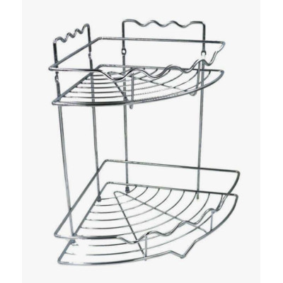 Полка металлическая для ванной 2-х ярусная угловая 21*21*34 см хром Волна Baizheng