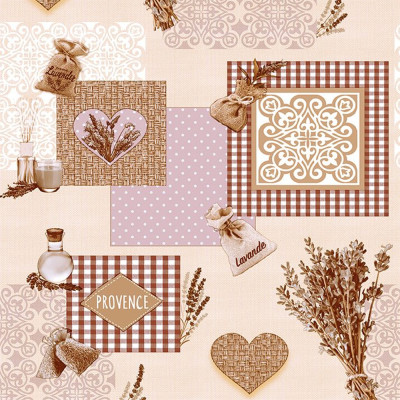 Клеенка ПВХ нетканая основа 1,4*20 м прованс на бежевом рис 094C Dekorama