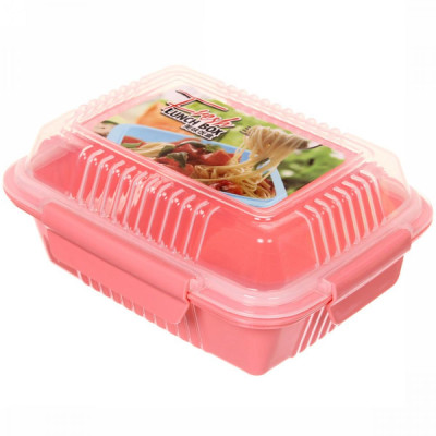 Ланч-бокс пластиковый 1000мл 2 отделения ложка на защелках Ланч-бокс пластиковый 1000мл 2 отделения ложка на защелках