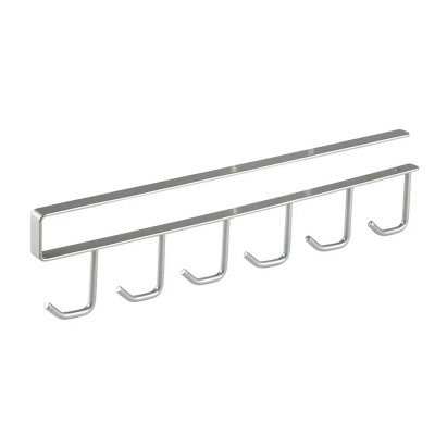 Держатель металлический навесной для 6 кружек полочный 28*1*6,5 см серебро Mallony