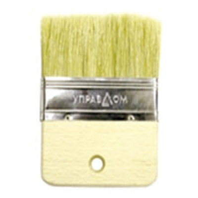 Кисть плоская 100мм для лакировки, деревянная ручка, натуральная щетина Управдом Профи