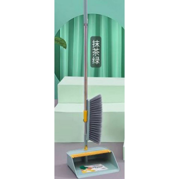 Набор пластиковый для уборки веник + совок 96*39*64 см пластик ручка зеленый BD-9090 Baizheng