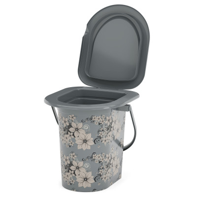 Ведро туалет пластиковое 17 л съемная крышка серый Парма декор Альтернатива