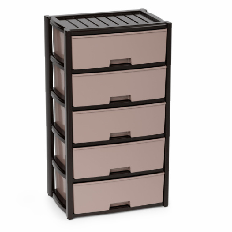 Комод пластиковый 5-ти секционный 560*390*1000 мм широкий венге Колорит Альтернатива