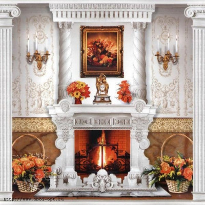 Фотообои бумажные Камин Очарование 6 листов 196х201